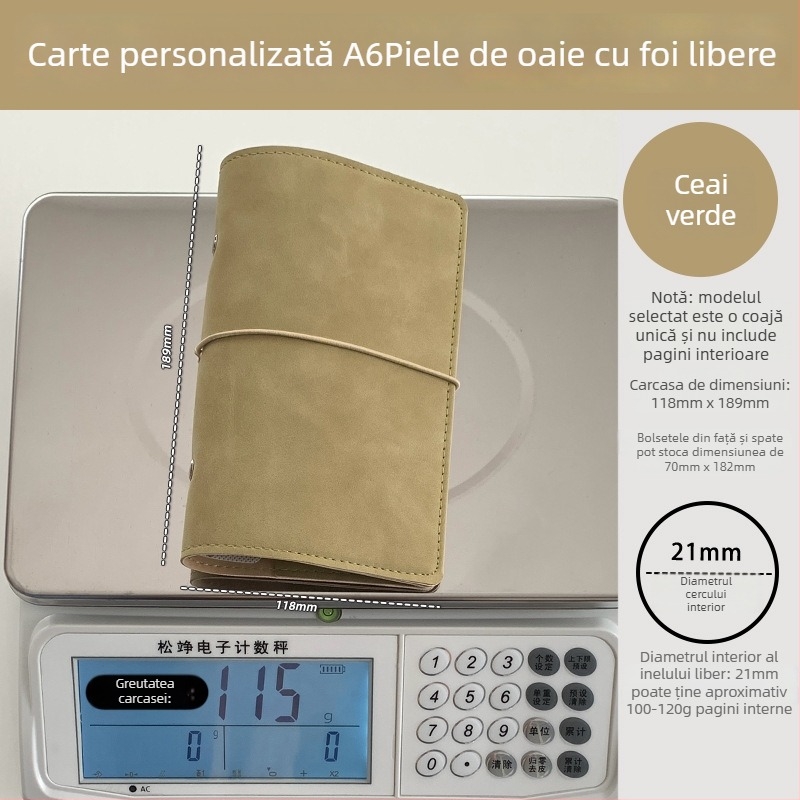 Caiet cu foi detașabile, husă PU din piele de miel, stil creativ, Language path