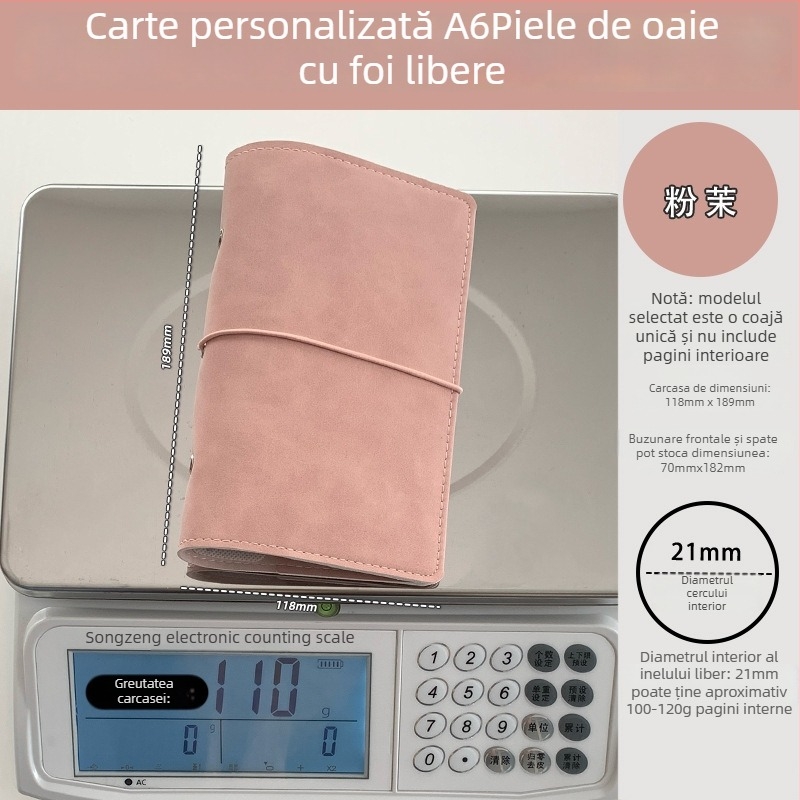 Caiet cu foi detașabile, husă PU din piele de miel, stil creativ, Language path