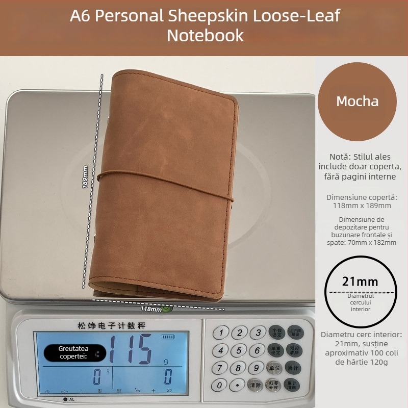 Caiet cu foi detașabile, husă PU din piele de miel, stil creativ, Language path