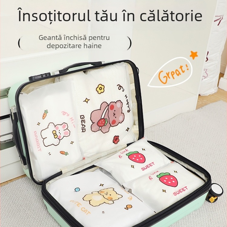 Sac de depozitare cub Ziplock pentru călătorii — sigilat din PET, organizator multifuncțional pentru haine, produse de îngrijire personală, machiaj și încălțăminte