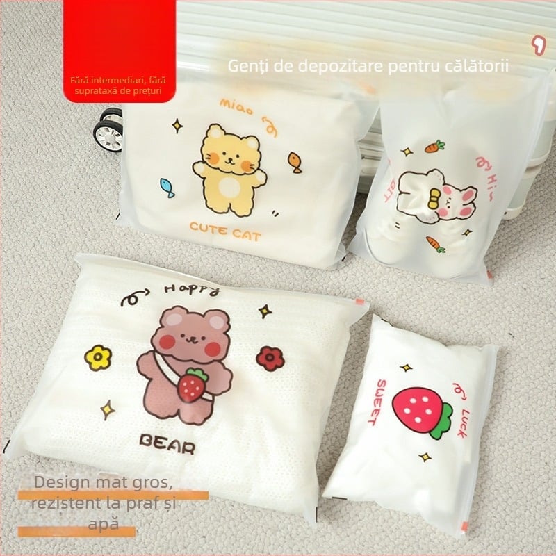 Sac de depozitare cub Ziplock pentru călătorii — sigilat din PET, organizator multifuncțional pentru haine, produse de îngrijire personală, machiaj și încălțăminte