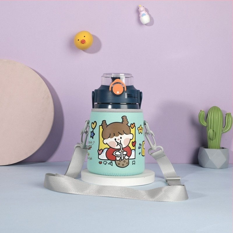 Husă pentru pahar cu design animat și curea diagonală, material textil, imprimare logo, personalizare disponibilă, Gold wheel premium, ambalaj 7x18x29 cm