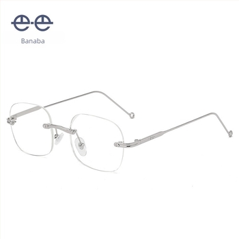 Ochelari de lectură fără ramă, anti lumină albastră, stil rotund vintage, lentile PC, modelul 6006, construcție metalică, potriviți pentru fața ovală
