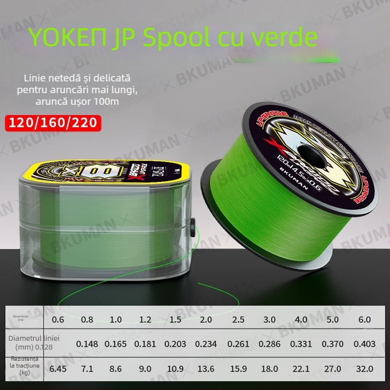 BKUMAN Linie principală, fir PE pentru pescuit, rezistență 3–33 kg, 100 bucăți în cutie