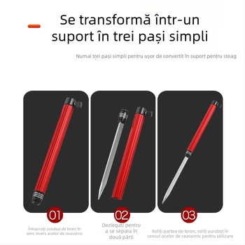 Huiyu Barn Suport portabil pentru pescuit din aliaj de aluminiu, cu tavă pentru momeli și țăruș pentru fixarea undițelor