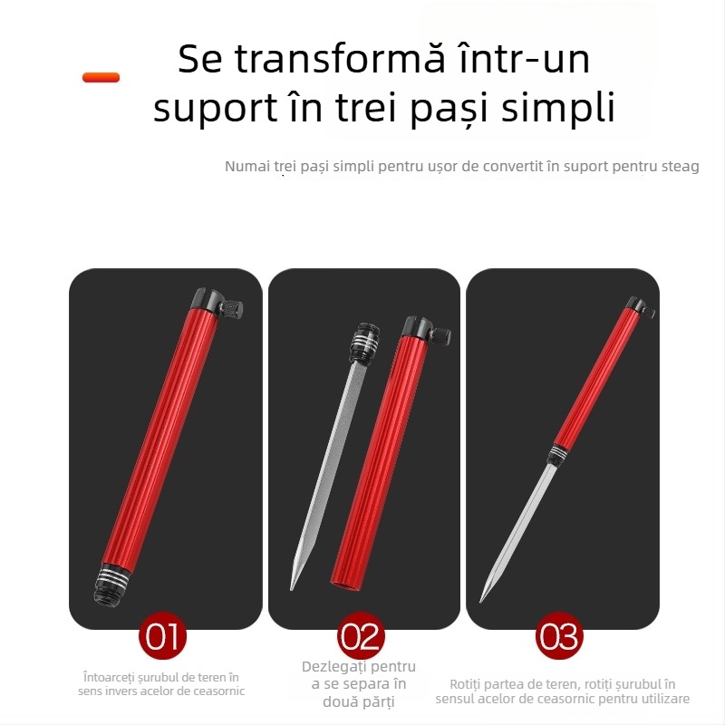 Huiyu Barn Suport portabil pentru pescuit din aliaj de aluminiu, cu tavă pentru momeli și țăruș pentru fixarea undițelor