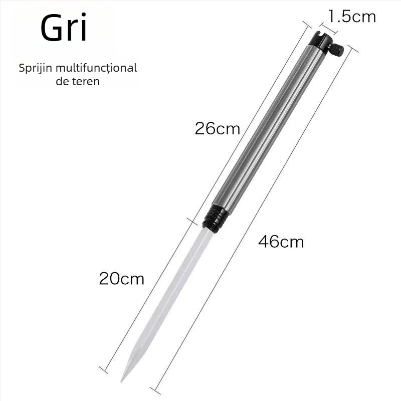 Huiyu Barn Suport portabil pentru pescuit din aliaj de aluminiu, cu tavă pentru momeli și țăruș pentru fixarea undițelor