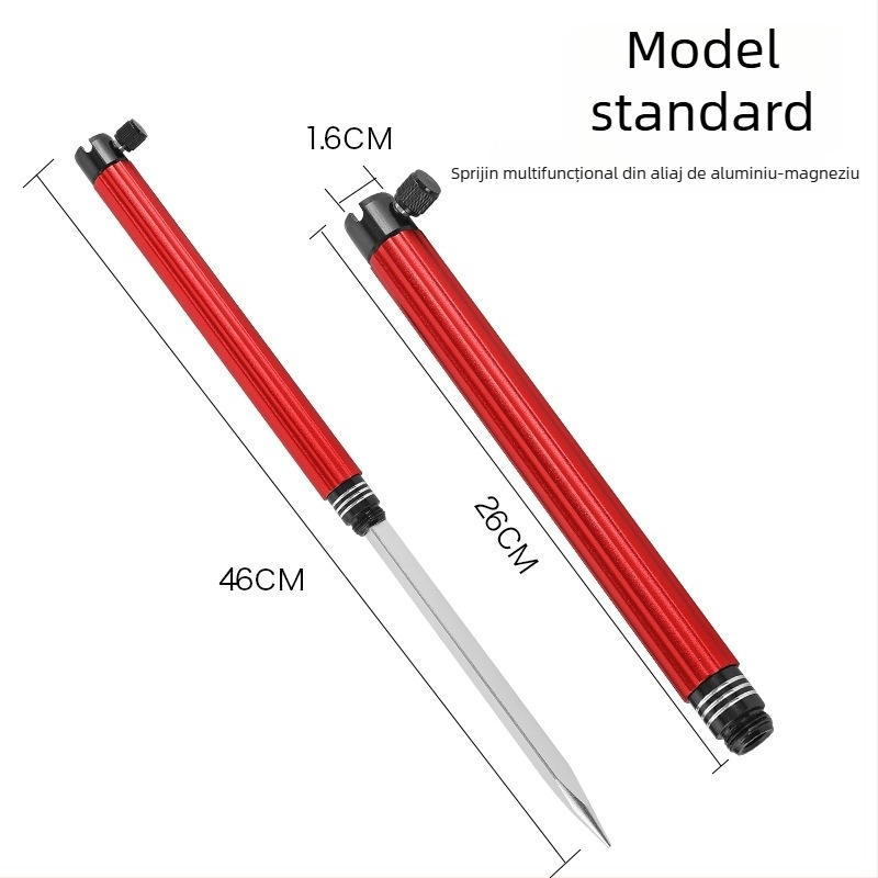 Huiyu Barn Suport portabil pentru pescuit din aliaj de aluminiu, cu tavă pentru momeli și țăruș pentru fixarea undițelor