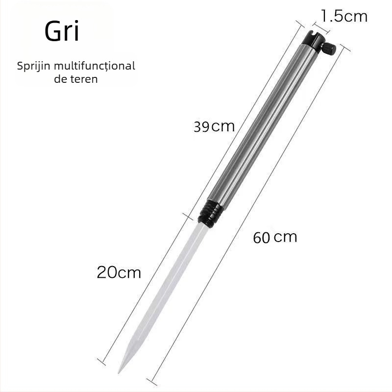 Huiyu Barn Suport portabil pentru pescuit din aliaj de aluminiu, cu tavă pentru momeli și țăruș pentru fixarea undițelor