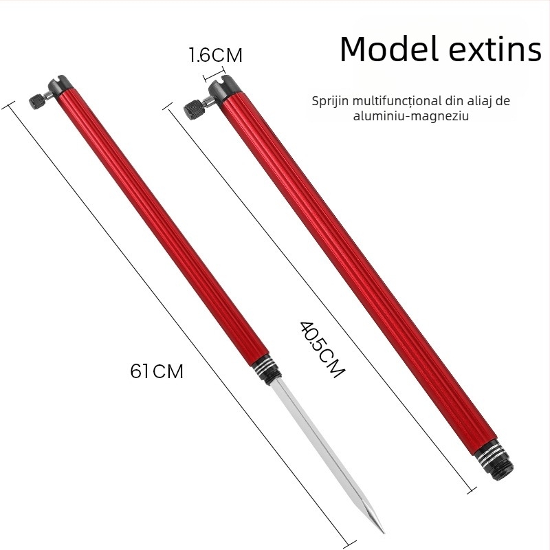 Huiyu Barn Suport portabil pentru pescuit din aliaj de aluminiu, cu tavă pentru momeli și țăruș pentru fixarea undițelor