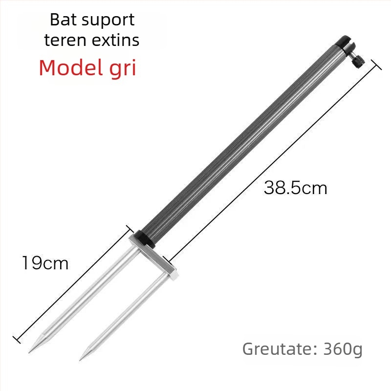 Huiyu Barn Suport portabil pentru pescuit din aliaj de aluminiu, cu tavă pentru momeli și țăruș pentru fixarea undițelor