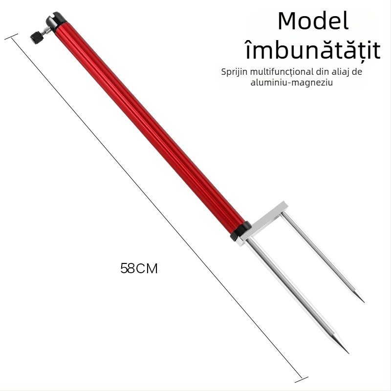 Huiyu Barn Suport portabil pentru pescuit din aliaj de aluminiu, cu tavă pentru momeli și țăruș pentru fixarea undițelor