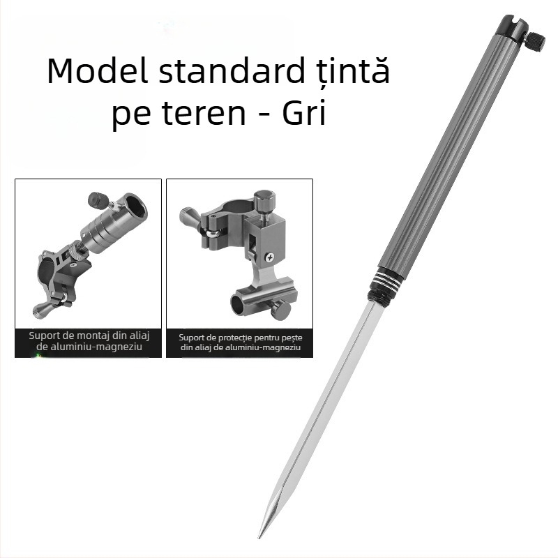 Huiyu Barn Suport portabil pentru pescuit din aliaj de aluminiu, cu tavă pentru momeli și țăruș pentru fixarea undițelor