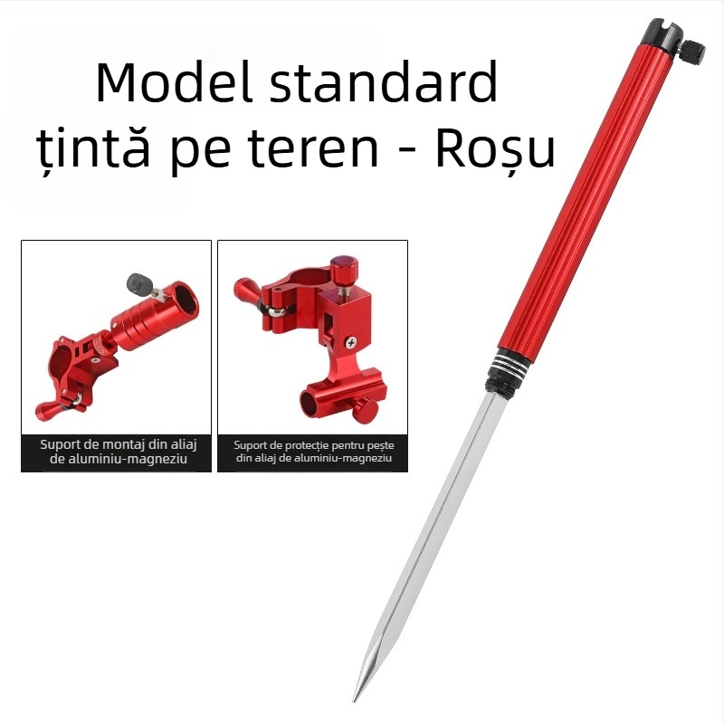 Huiyu Barn Suport portabil pentru pescuit din aliaj de aluminiu, cu tavă pentru momeli și țăruș pentru fixarea undițelor