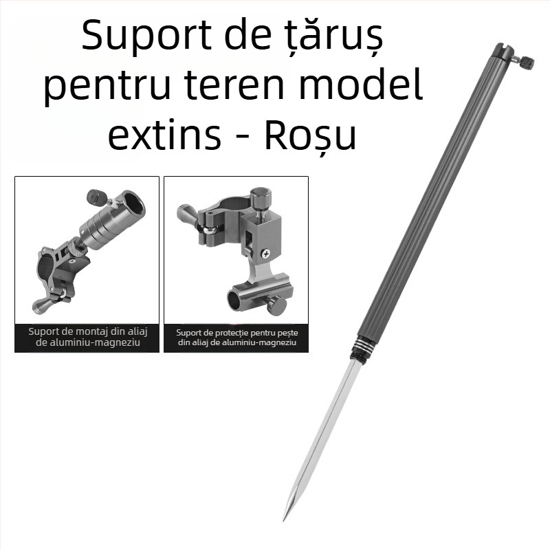 Huiyu Barn Suport portabil pentru pescuit din aliaj de aluminiu, cu tavă pentru momeli și țăruș pentru fixarea undițelor