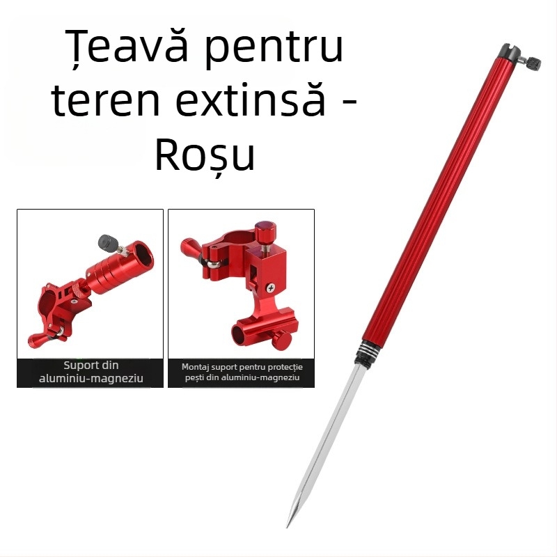 Huiyu Barn Suport portabil pentru pescuit din aliaj de aluminiu, cu tavă pentru momeli și țăruș pentru fixarea undițelor