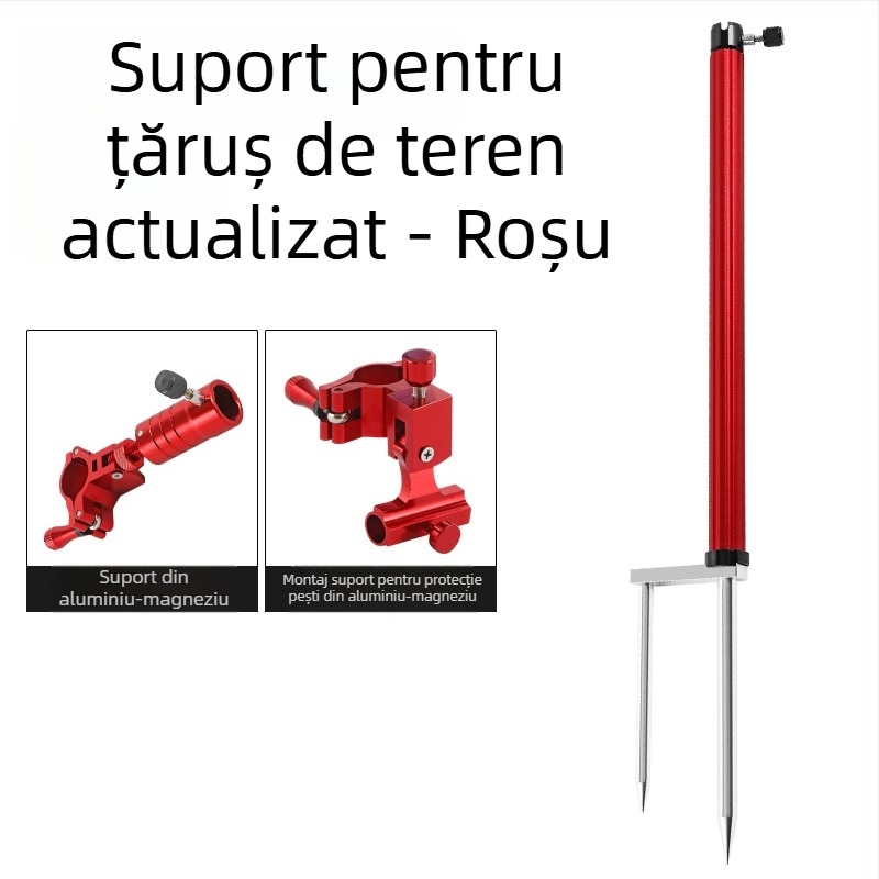 Huiyu Barn Suport portabil pentru pescuit din aliaj de aluminiu, cu tavă pentru momeli și țăruș pentru fixarea undițelor