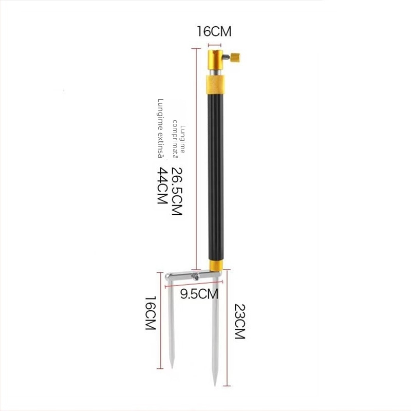 Huiyu Barn Suport portabil pentru pescuit din aliaj de aluminiu, cu tavă pentru momeli și țăruș pentru fixarea undițelor