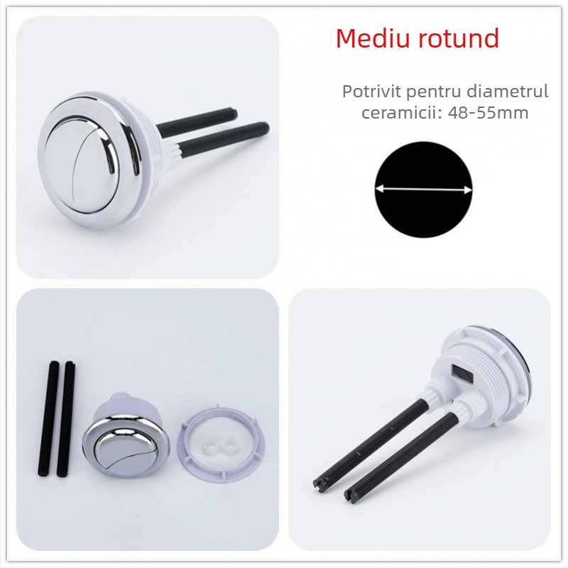 Buton dublu pentru toaletă, rezervor rotund clasic, piesă universală de înlocuire, instalare disponibilă, stil nou chinezesc