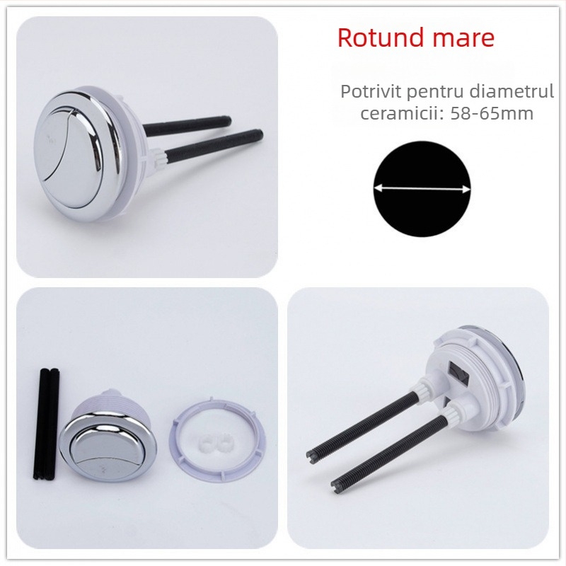 Buton dublu pentru toaletă, rezervor rotund clasic, piesă universală de înlocuire, instalare disponibilă, stil nou chinezesc