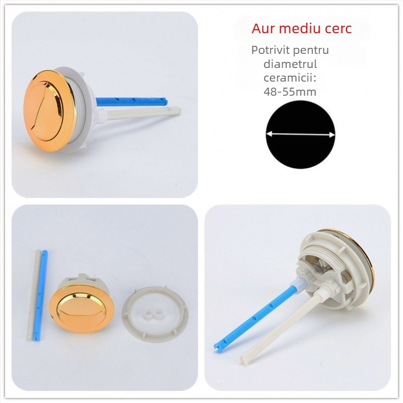 Buton dublu pentru toaletă, rezervor rotund clasic, piesă universală de înlocuire, instalare disponibilă, stil nou chinezesc