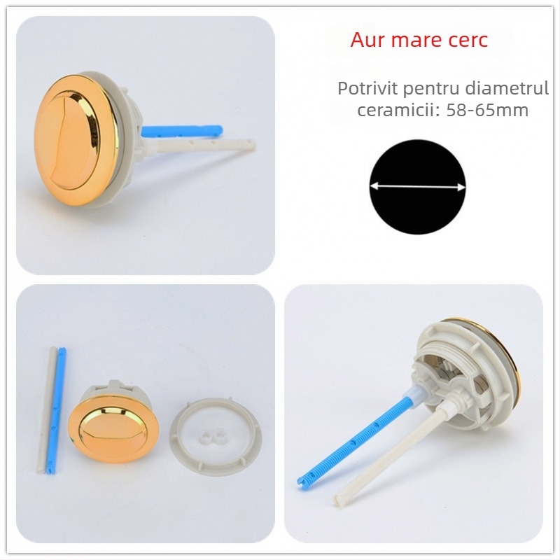 Buton dublu pentru toaletă, rezervor rotund clasic, piesă universală de înlocuire, instalare disponibilă, stil nou chinezesc