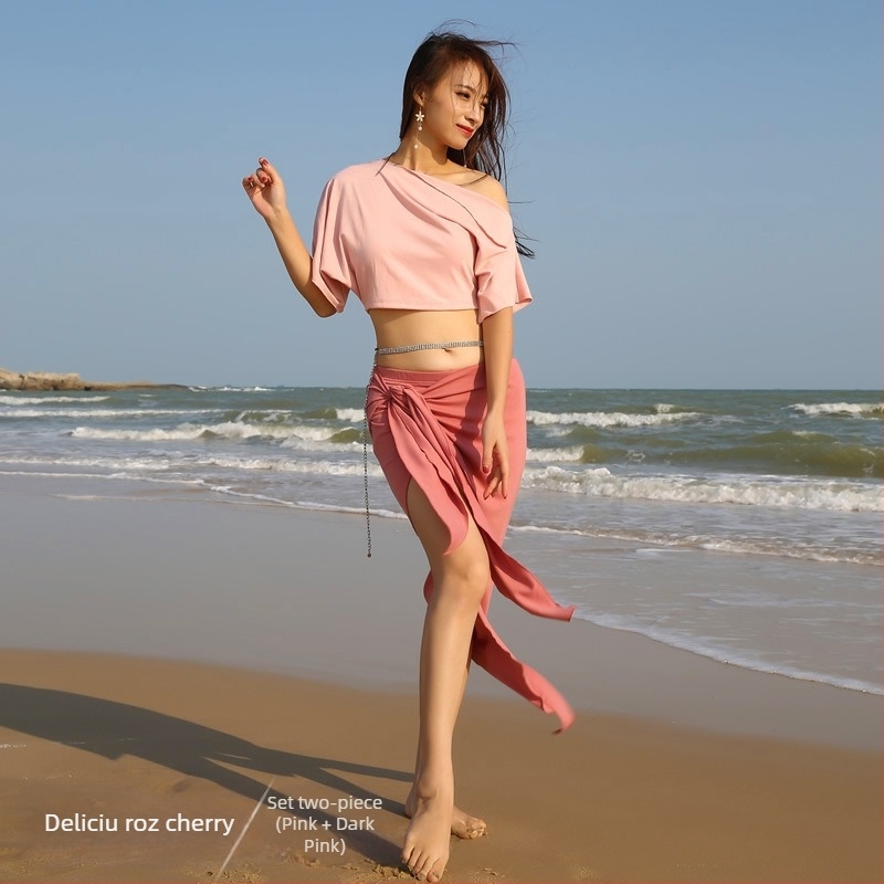 Set costum Belly Dance — stil oriental, model uni, țesătură rib, poliester (Brand BELLYQUEEN/Dancer; pentru femei adulte; pentru Belly Dance)