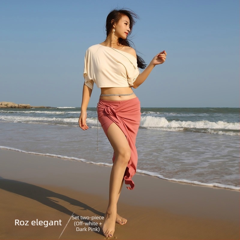 Set costum Belly Dance — stil oriental, model uni, țesătură rib, poliester (Brand BELLYQUEEN/Dancer; pentru femei adulte; pentru Belly Dance)