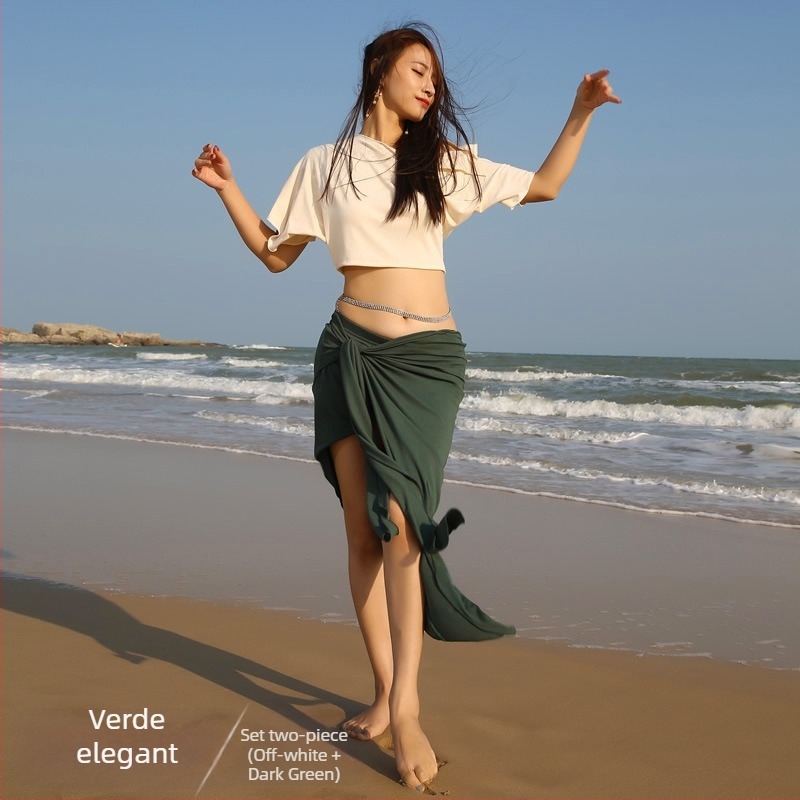 Set costum Belly Dance — stil oriental, model uni, țesătură rib, poliester (Brand BELLYQUEEN/Dancer; pentru femei adulte; pentru Belly Dance)