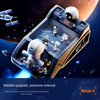 Mașină de aruncat bile pentru copii — material ABS, temă interstelară, scor la țintă, moduri sunet și lumini, pentru copii între 4 și 6 ani