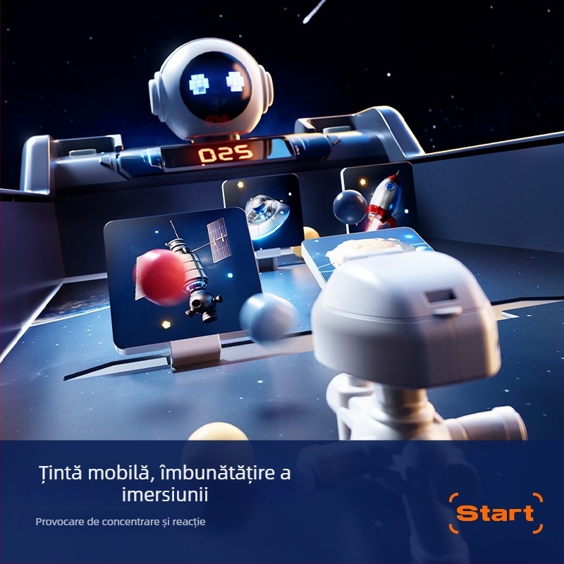 Mașină de aruncat bile pentru copii — material ABS, temă interstelară, scor la țintă, moduri sunet și lumini, pentru copii între 4 și 6 ani