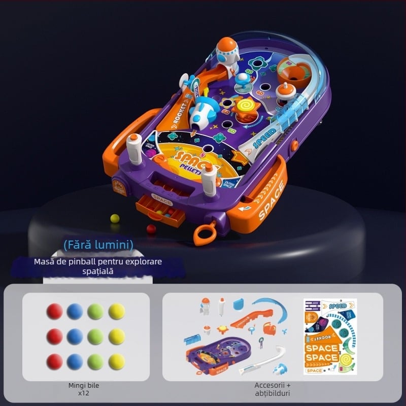 Mașină de aruncat bile pentru copii — material ABS, temă interstelară, scor la țintă, moduri sunet și lumini, pentru copii între 4 și 6 ani