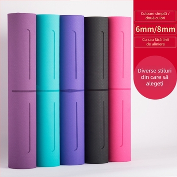 Covoraș de yoga TPE, antiaderent, îngroșat, personalizabil, 800 g, 4–10 mm, pentru yoga, fitness și dans, ghid de asane