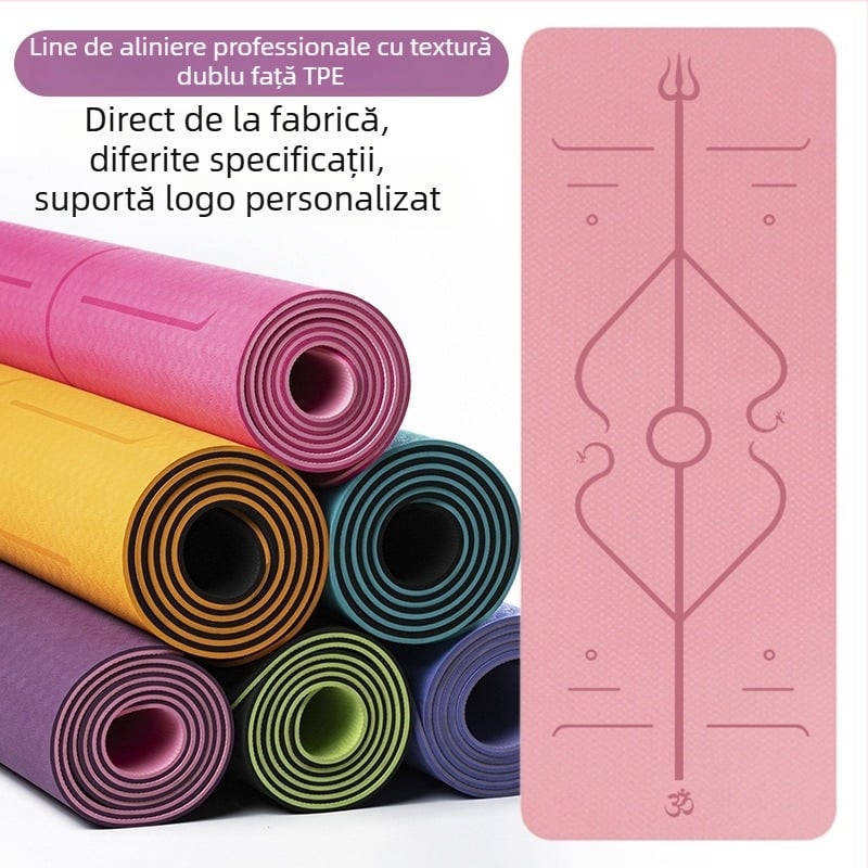 Covoraș de yoga TPE, antiaderent, îngroșat, personalizabil, 800 g, 4–10 mm, pentru yoga, fitness și dans, ghid de asane
