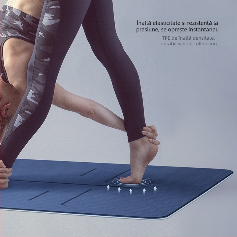 Covoraș de yoga TPE, antiaderent, îngroșat, personalizabil, 800 g, 4–10 mm, pentru yoga, fitness și dans, ghid de asane