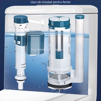 Accesorii pentru rezervorul de toaletă — Ventil de alimentare cu apă, Ventil de evacuare, Ventil plutitor, set de 3 piese; Brand Junmai; Material: Formaldehidă; Stil: Simplitate modernă; Utilizare: apăsare dublă
