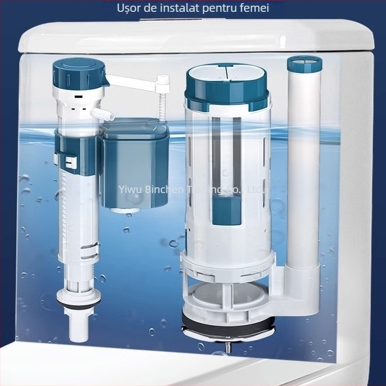 Accesorii pentru rezervorul de toaletă — Ventil de alimentare cu apă, Ventil de evacuare, Ventil plutitor, set de 3 piese; Brand Junmai; Material: Formaldehidă; Stil: Simplitate modernă; Utilizare: apăsare dublă