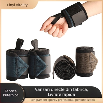 Bandă pentru încheietura cu curele reglabile pentru ridicarea greutăților – poliester și elastan, protecție pentru încheietură