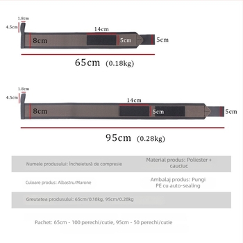 Bandă pentru încheietura cu curele reglabile pentru ridicarea greutăților – poliester și elastan, protecție pentru încheietură