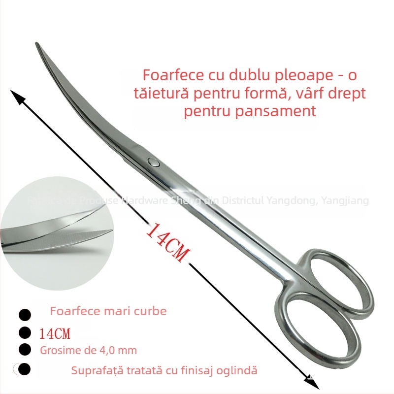 Foarfecă pentru conturarea sprâncenelor, curbate, oțel inoxidabil, vârf ascuțit