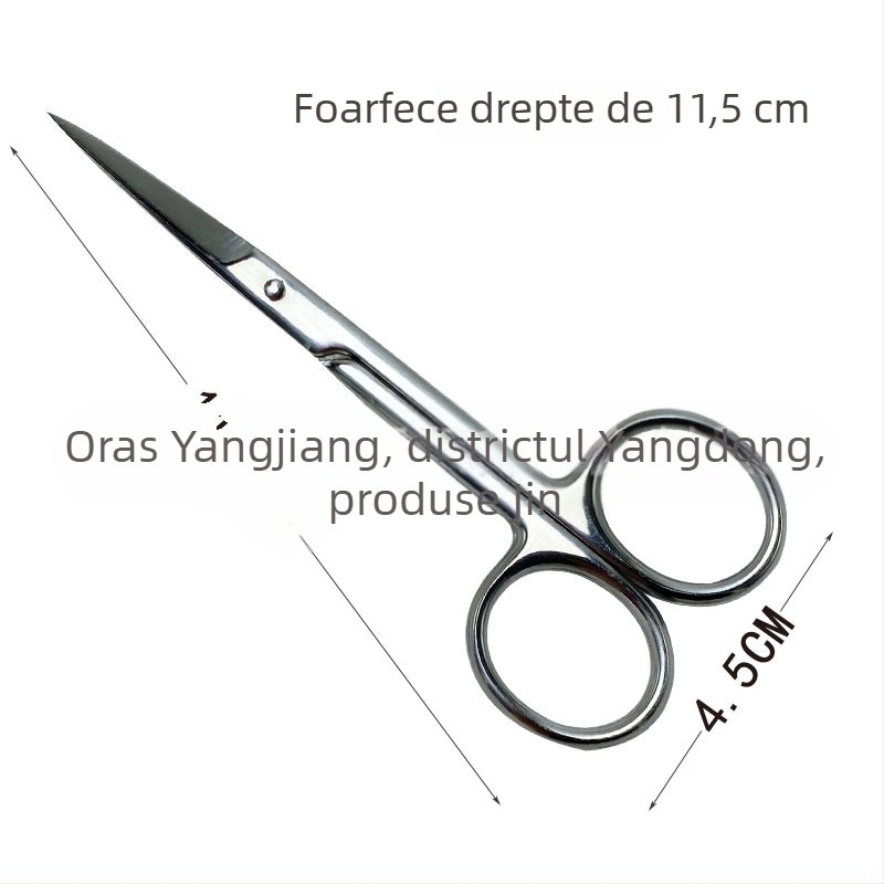 Foarfecă pentru conturarea sprâncenelor, curbate, oțel inoxidabil, vârf ascuțit