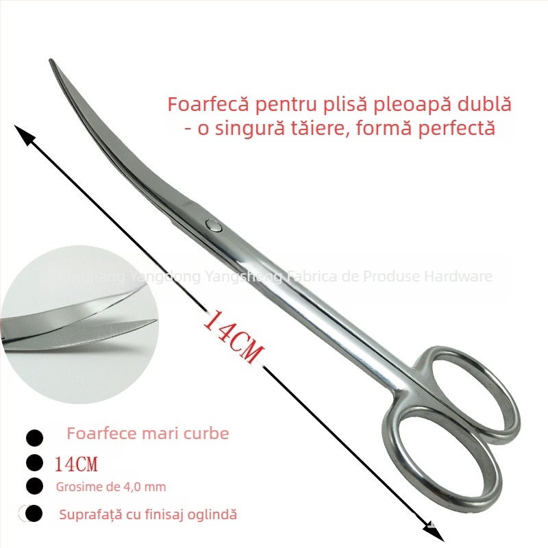 Foarfecă pentru conturarea sprâncenelor, curbate, oțel inoxidabil, vârf ascuțit