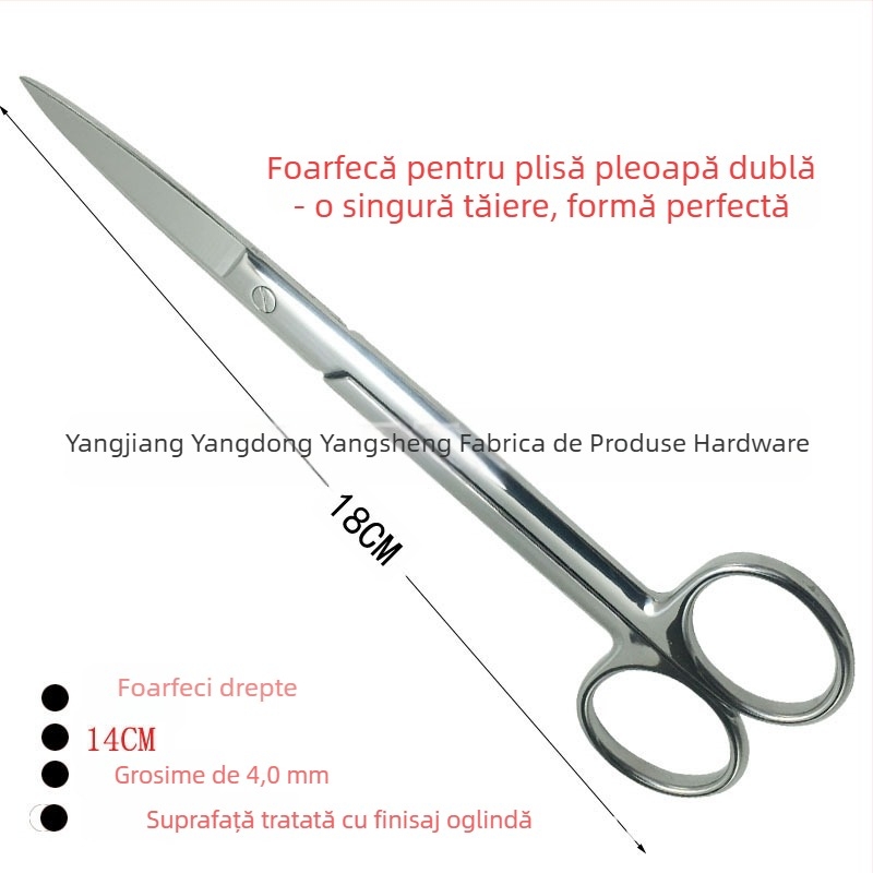 Foarfecă pentru conturarea sprâncenelor, curbate, oțel inoxidabil, vârf ascuțit