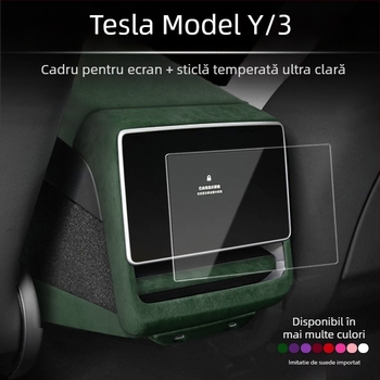Accesoriu interior din piele intoarsă pentru panoul de control interior al ușii la Tesla Model 3/Y – FMP, montaj snap-on, piele artificială