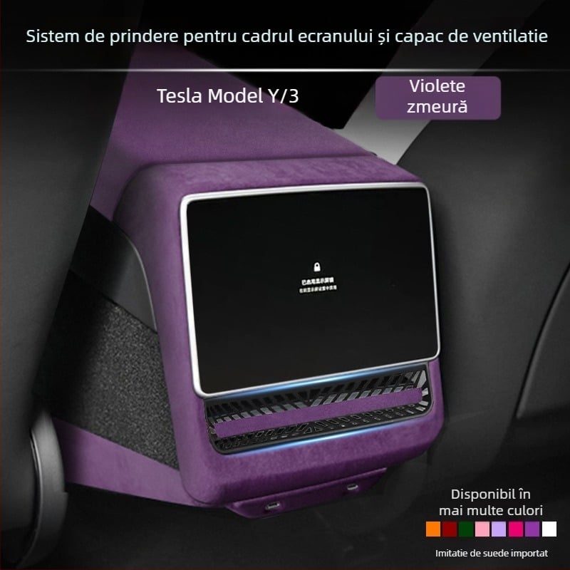 Accesoriu interior din piele intoarsă pentru panoul de control interior al ușii la Tesla Model 3/Y – FMP, montaj snap-on, piele artificială