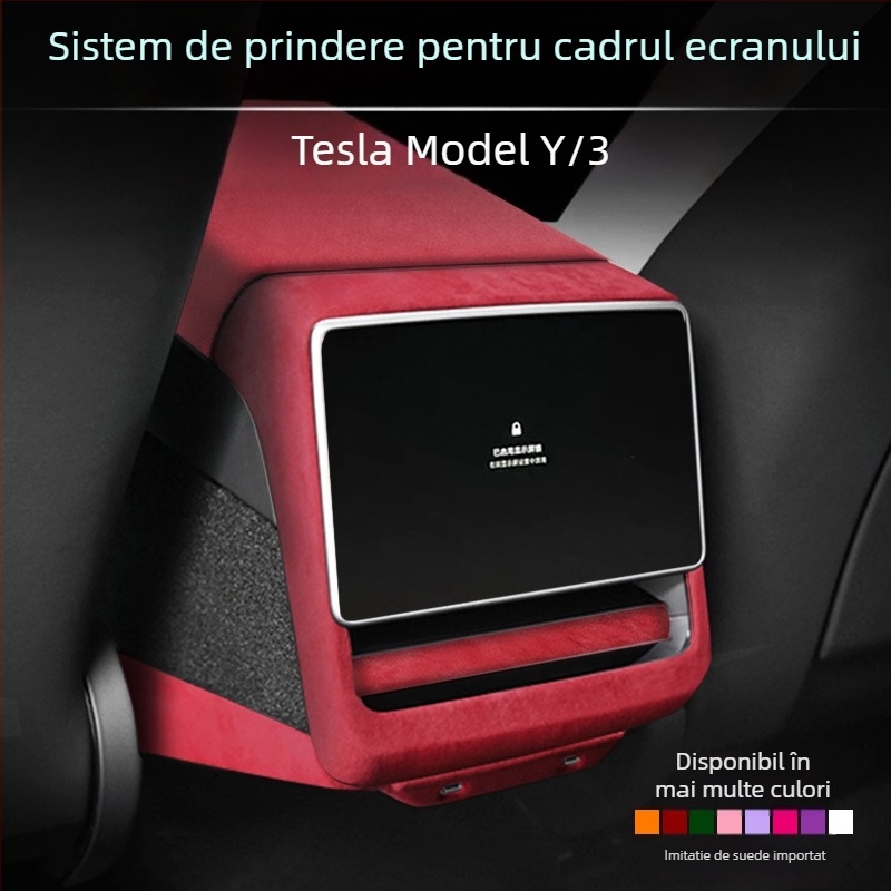 Accesoriu interior din piele intoarsă pentru panoul de control interior al ușii la Tesla Model 3/Y – FMP, montaj snap-on, piele artificială