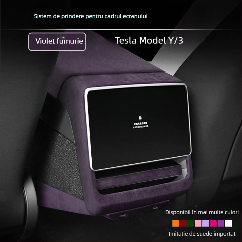 Accesoriu interior din piele intoarsă pentru panoul de control interior al ușii la Tesla Model 3/Y – FMP, montaj snap-on, piele artificială