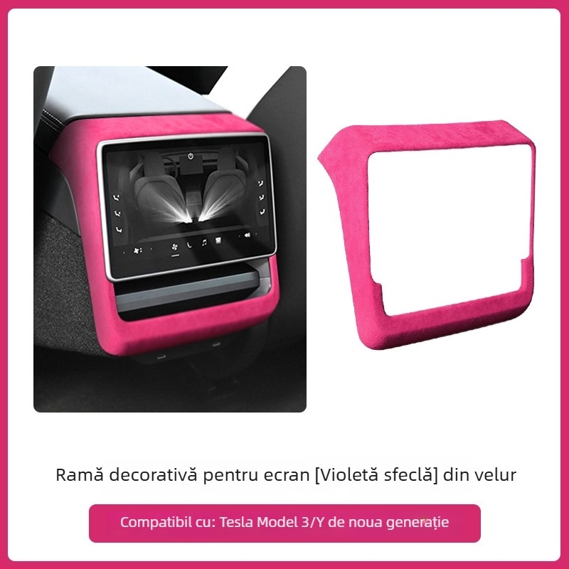 Accesoriu interior din piele intoarsă pentru panoul de control interior al ușii la Tesla Model 3/Y – FMP, montaj snap-on, piele artificială