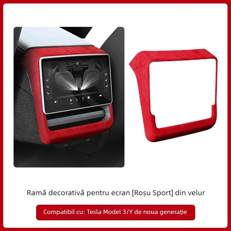 Accesoriu interior din piele intoarsă pentru panoul de control interior al ușii la Tesla Model 3/Y – FMP, montaj snap-on, piele artificială