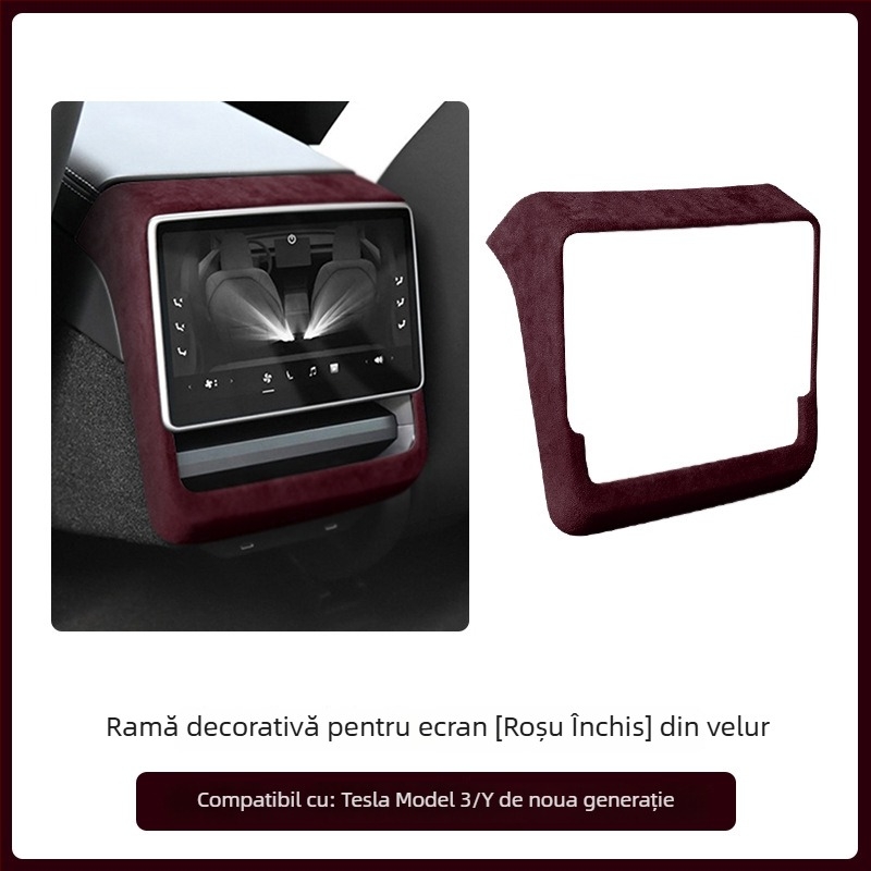 Accesoriu interior din piele intoarsă pentru panoul de control interior al ușii la Tesla Model 3/Y – FMP, montaj snap-on, piele artificială